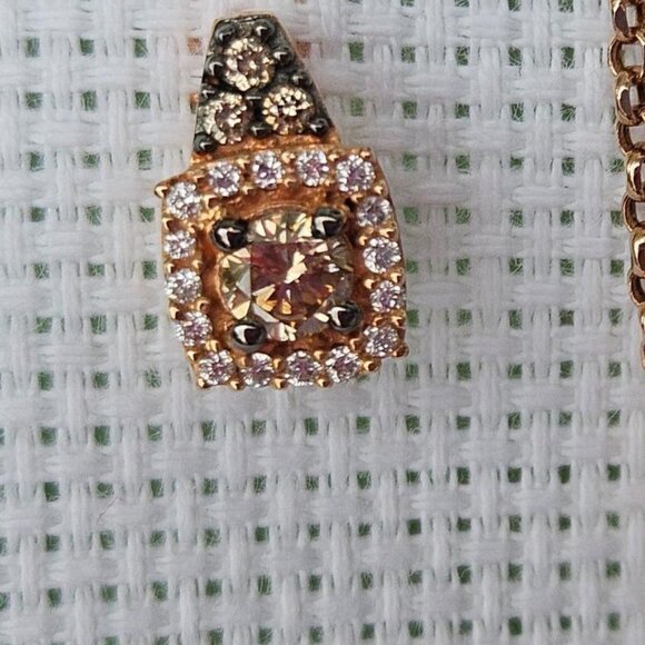 NIB 14k Le Vian rose gold chocolate diamond necklace and earring set - Picture 7 of 16